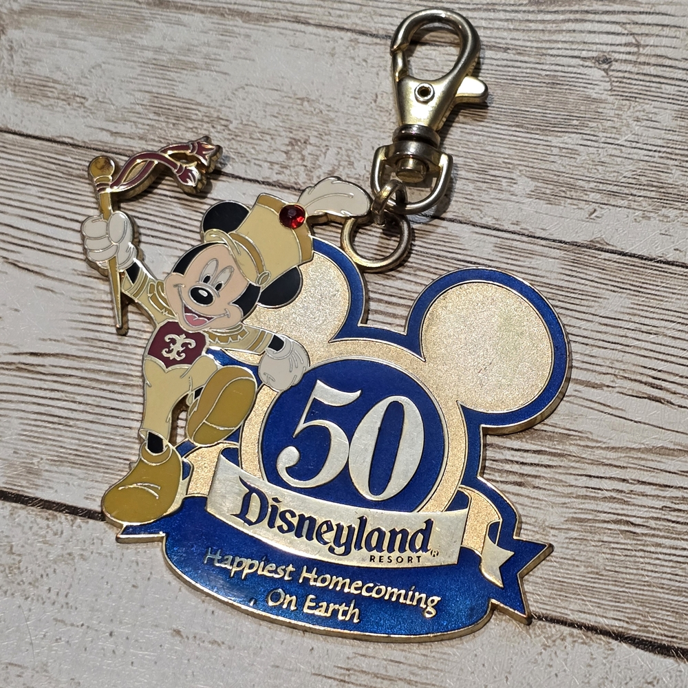 Disney 50th Anniversary Pin Lanyard Keychain With Mickey